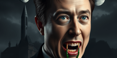 Elon Musk dripping the money green life blood of a nation.