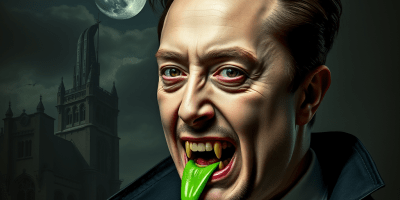 Elon Musk Spewing Green Slim